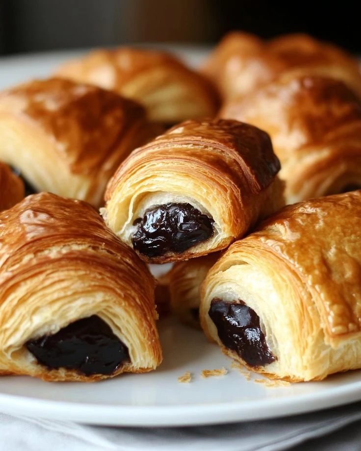 Pains au chocolat sortant du four